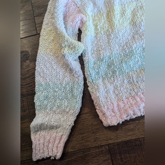 Forindi Women's 100% Acrylic Soft Pastel Rainbow Thick Striped Sweater Sz Small - Picture 13 of 14